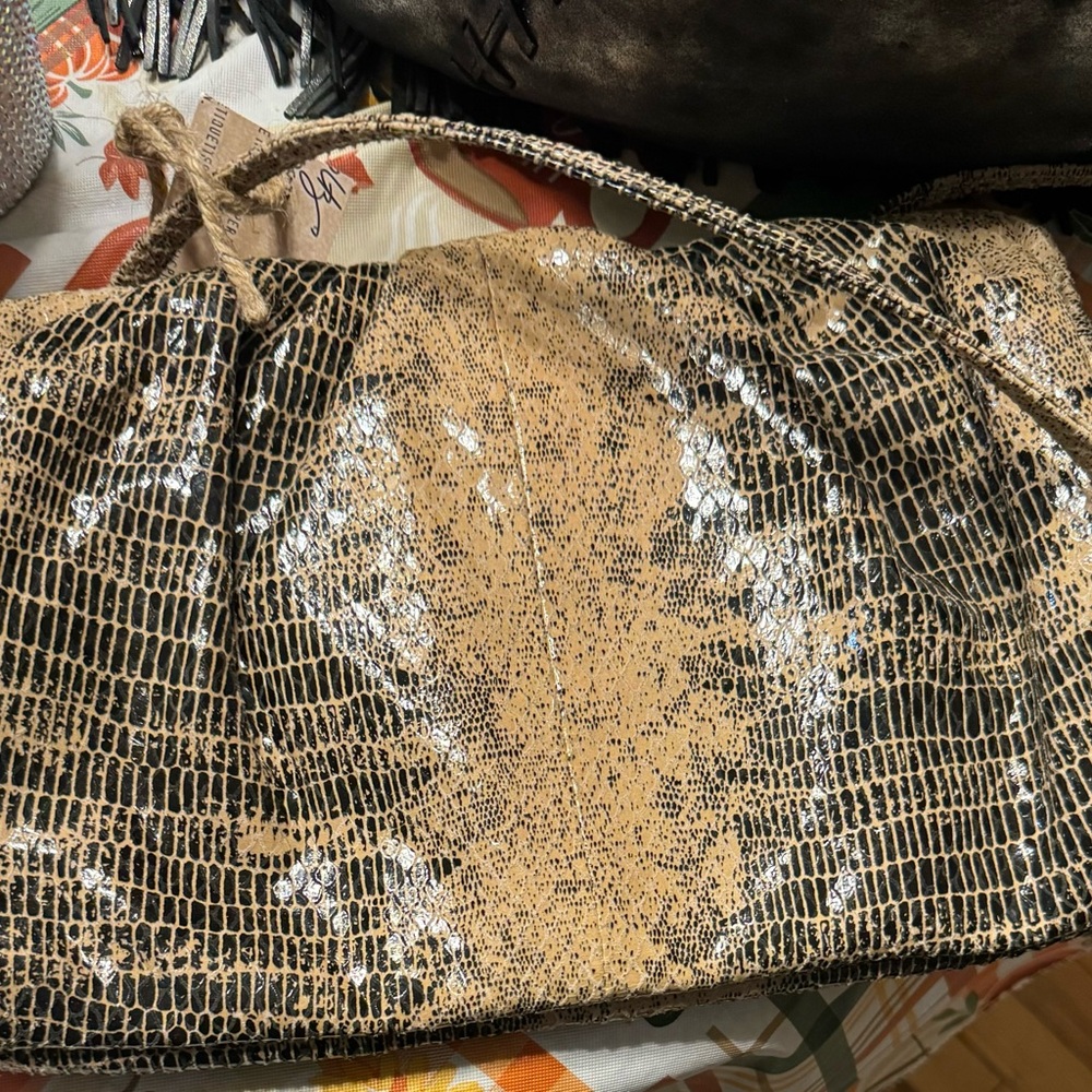 Hobo leather snakeskin distressed crossover purse